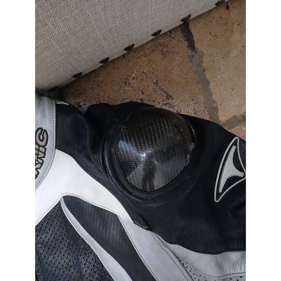 Teknic Violator Motorcycle Jacket Sz M / L Leather Silver Black White Sliders - Picture 7 of 16